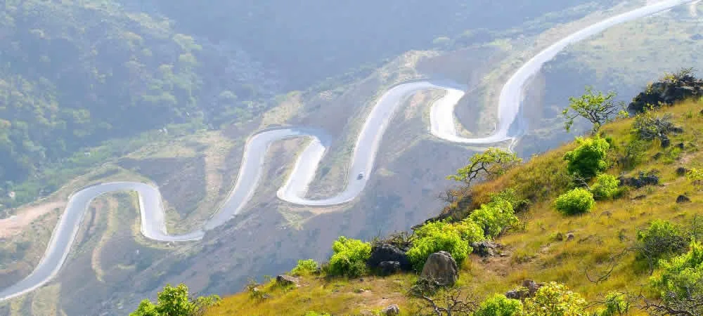 A winding road through Dhofar’s coastal mountains